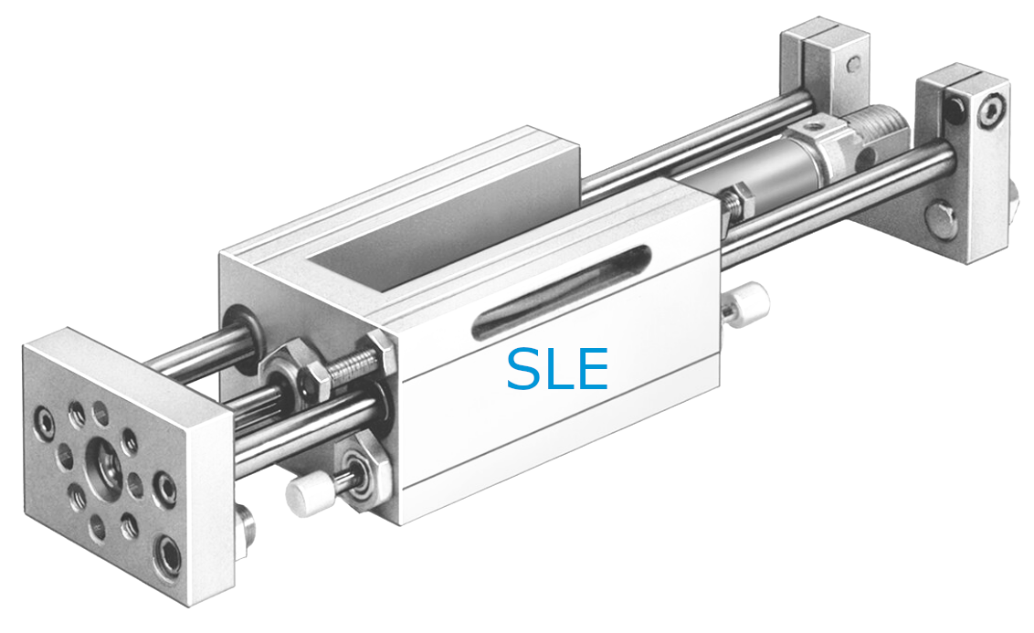 Diverse Festo cilinders met geleidingen